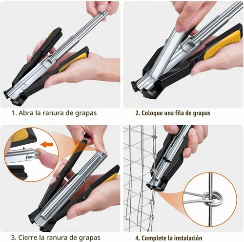 Vista 5 de Proster Juego de Alicates de Anillo de Cerdo con Carga de Resorte C7 - con 2500 piezas de anillos de cerdo de acero galvanizado de alimentación