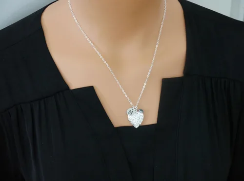 Vista 9 de Madie's Charms Heart Picture Locket - Personalized Locket Necklace - Initial Necklace - Heart Locket - Silver - Custom - Birthstone Necklace