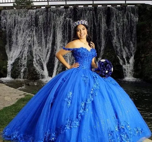 Vista 3 de Mauuwy Elegante vestido de quinceañera de tul con tirantes delgados, vestido de baile largo con apliques de encaje para mujer, Y86