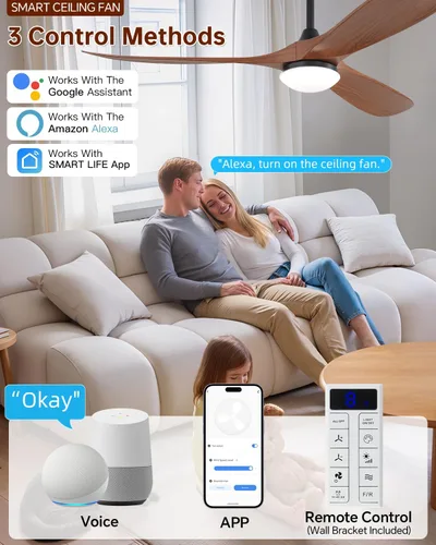 Vista 3 de Sofucor Ventiladores de techo inteligentes de 60 pulgadas con luces, ventilador de techo inteligente moderno para exteriores