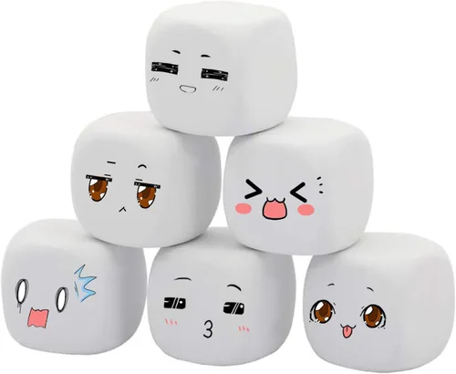 Vista 4 de Dados de espuma EVA blanca para niños, bloques de construcción de graffiti, pintura creativa, suministros de fiesta, 1.96 pulgadas, 12