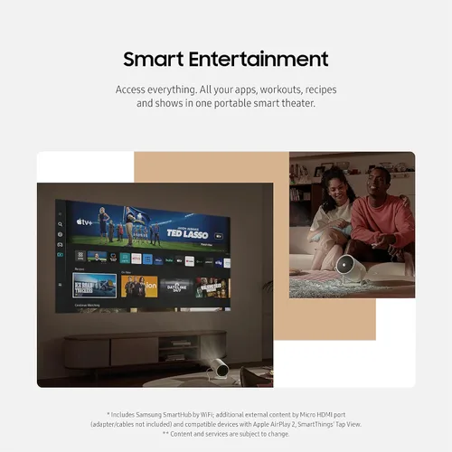 Vista 5 de Samsung 30" - 100" The Freestyle 2nd Gen con Gaming Hub Proyector portátil inteligente, FHD, HDR, experiencia de cine en casa de pantalla grande