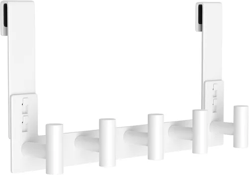 Vista 31 de HUFEEOH Paquete de 1 soporte negro para puerta con 4 ganchos en T