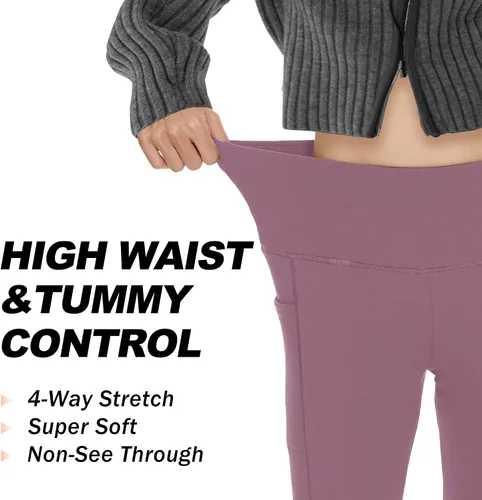 Vista 3 de CAMPSNAIL Paquete de 4 leggings de cintura alta para mujer, pantalones de yoga suaves con control de abdomen para entrenamiento, correr