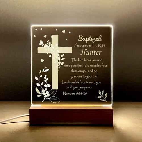 Vista 10 de Luz nocturna personalizada para niños, regalos de bautismo religioso, regalos de bautizo, regalo de dedicación, luz nocturna para guardería, luz
