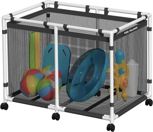 Vista 12 de Contenedor de almacenamiento para piscina, 90 galones, soporte para fideos, juguetes, flotadores, toallas, organizador de malla para equipos