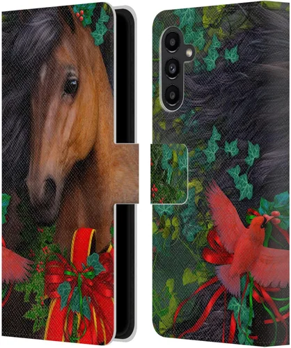 Vista 291 de Head Case Designs Officially Licensed Laurie Prindle A Morgan Christmas Western Stallion Leather Wallet Case Compatible with Samsung Galaxy A07 4G
