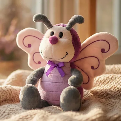 Vista 3 de Peluche de mariposa con bolsa de capullo, 12 pulgadas, color morado para niñas pequeñas Soft polyester metamorphosis pretend play toy with