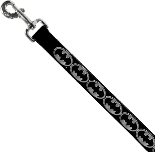 Vista 2 de Buckle-Down Correa para perro Batman Shield Negro Plata 4 pies de largo 1.0 pulgadas de ancho, multicolor (DL-WBM002)