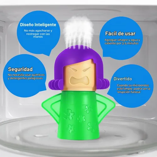 Vista 4 de Spardar Angry Mama - Limpiador de vapor para microondas Angry Mama, paquete de 2 limpiadores de microondas para cocinas, la forma divertida y fácil
