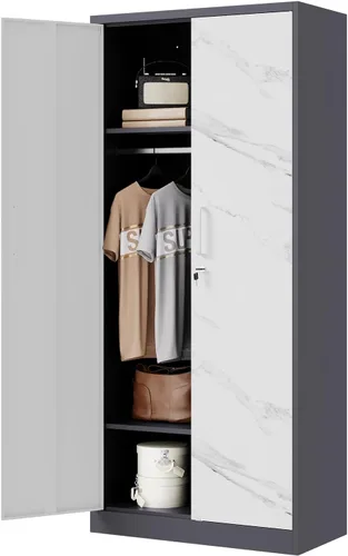 Vista 8 de Letaya Armarios de Metal para Ropa con Cerradura, Casillero de Ropa 72" X 36" X 18" Armarios de Almacenamiento para Habitación del Hogar