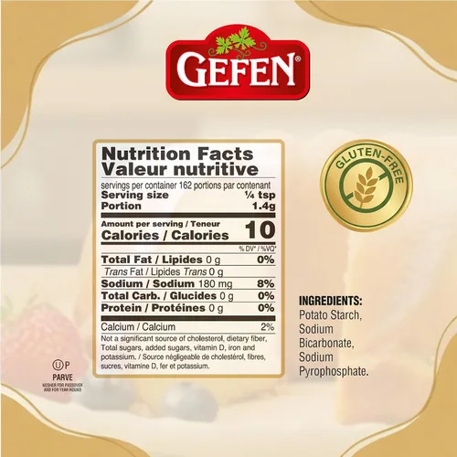 Vista 2 de Gefen Polvo de hornear sin aluminio, 8 onzas (paquete de 2), total de 1 libra, sin gluten, sin almidón de maíz