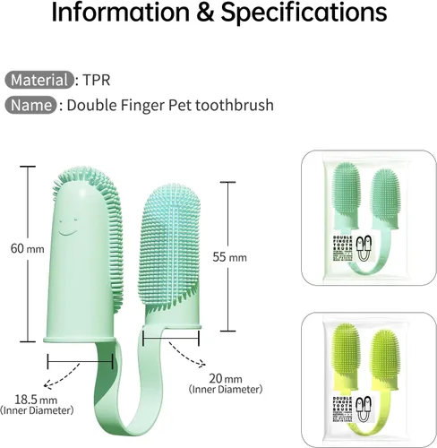 Vista 6 de Paquete de 2 cepillos de dientes para perro, cerdas envolventes de 135º para facilitar la limpieza de los dientes, cepillo de dientes