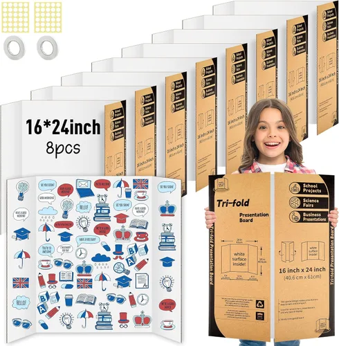 Vista 8 de IKAYAS - Paquete de 5 tableros de póster triples de 24 x 16 pulgadas, tableros de póster blancos de IKAYAS para proyectos, tableros de presentación