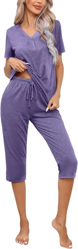 Vista 2 de difficort Conjunto de pijama de manga larga para mujer, ropa de dormir con bolsillos