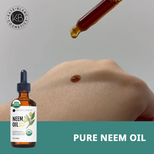 Vista 3 de Kate Blanc Cosmetics Aceite de neem para piel, cabello y cara. Seguro para perros, plantas, cuero cabelludo