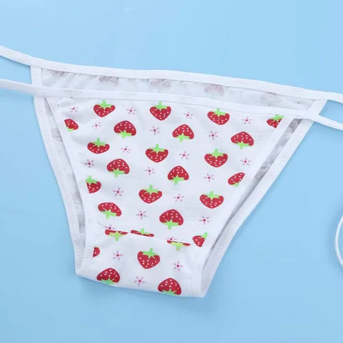 Vista 6 de QinCiao - Conjunto de lencería japonesa con estampado de fresa para mujer