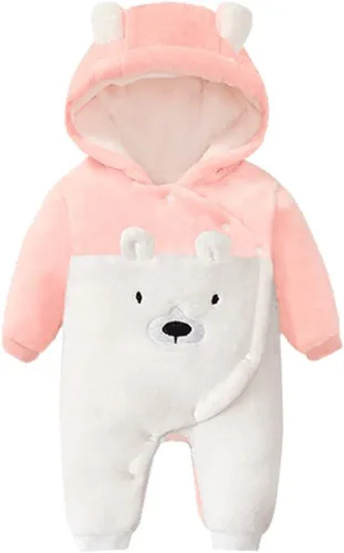Vista 9 de Newborn Baby Bear Suit Winter Snowsuit Fleece Romper Hooded Jumpsuit 0-18M Azul(Thick-Blue)