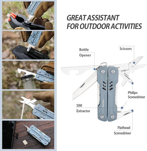 Vista 7 de NexTool Mini Sailor S11 Llavero multiherramienta, alicates EDC compactos 11 en 1 con cuchillo de bolsillo, tijeras y destornilladores