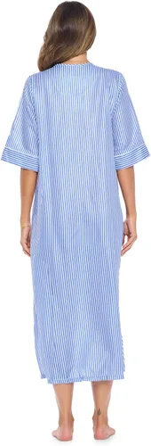 Vista 4 de Casual Nights Vestido de casa tejido con cremallera frontal para mujer Mangas 34 para casa largo