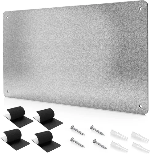 Vista 8 de Tablero magnético de metal negro de 17.7 x 11.8 pulgadas, tablero de anuncios magnético para mostrar letras magnéticas, números de animales, poesía