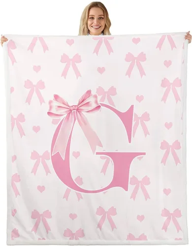 Vista 30 de Manta de franela rosa con lazo, estilo princesa, manta de forro polar de ensueño para decoración del hogar, sofá, sofá, manta romántica de forro