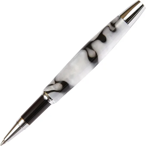 Vista 2 de Tuscany Black & Pearl Rollerball Pen - Cuerpo brillante marmoleado