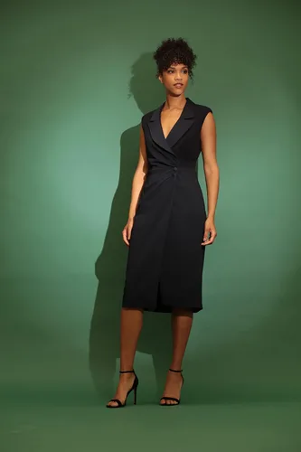 Vista 4 de Maggy London Vestido cruzado tipo esmoquin para mujer