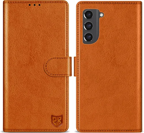 Vista 11 de ZZXX Funda tipo cartera para Samsung Galaxy S21 FE con bloqueo RFID, ranura para tarjetas, función atril, cierre magnético, funda protectora