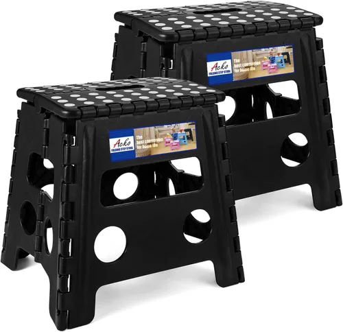 Vista 11 de ACKO Taburete plegable de 13 pulgadas, soporta 300 libras para adultos y Bicolor Verde