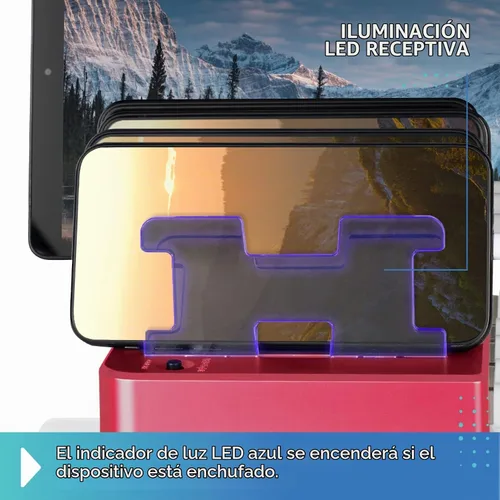 Vista 7 de Estación de carga para múltiples dispositivos – Base de carga USB de 6 puertos para Apple y Android – Organizador de carga múltiple rápida