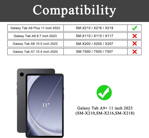 Vista 2 de Funda Soke para Samsung Galaxy Tab A9 Plus 2023, con soporte incorporado, funda protectora resistente a golpes para Galaxy Tab A9+ de 11 pulgadas