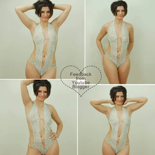 Vista 96 de Avidlove - Body de lencería de una pieza para mujer, diseño de encaje sexy con escote en V profundo, babydoll, ropa de dormir, tallas XS a XXXL