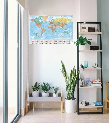 Vista 4 de POSTER STOP ONLINE Mapa político del mundo – Póster educativo impreso (mapa del mundo con banderas) (tamaño 36 x 24 pulgadas)