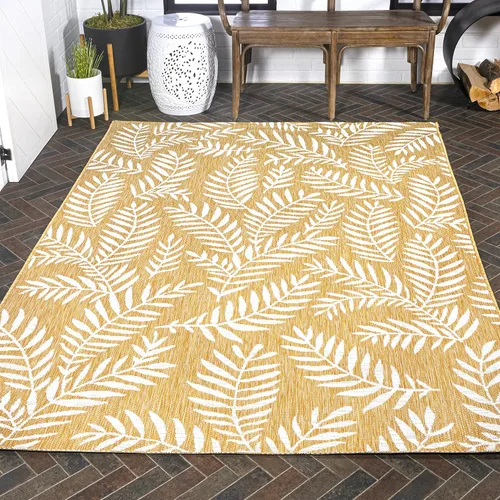 Vista 13 de Eyely BMS119A-28 Santa Monica Nevis Palm Frond - Alfombra costera para interiores y exteriores, casual, campo, floral, dormitorio, cocina, patio