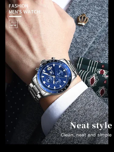Vista 5 de OLEVS Watch for Men, Fashion Business Dress Mens Watches, Luminous Date Stainless Steel Waterproof Analog Two Tone Casual Quartz Wristwatch