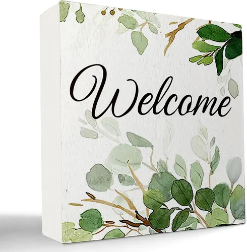 Vista 11 de Decoración de baño de granja verde salvia, letrero de caja de madera con frase "Breathe Quotes", decoración de estantes, artículos pequeños de Unwind