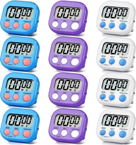 Vista 12 de Paquete de 24 temporizadores digitales de cocina, temporizador digital magnético con pantalla grande, temporizador de cocina con anillo fuerte