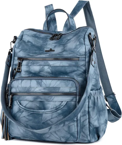 Vista 36 de Bolsos mochila monedero de piel sintética para mujer, bolsas con zíper, mochilas de hombro casuales