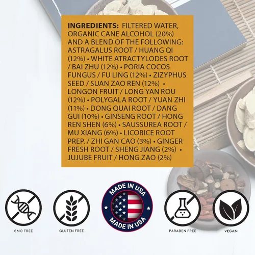 Vista 2 de Ginseng & Longan - GUI Pi Tang - Tintura de hierbas GUI Pi Wan (extracto líquido) - Concentrado con cuentagotas - Suplemento natural de mezcla