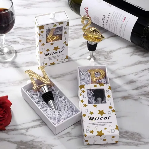 Vista 5 de Miicol Tapón de vino, Prosecco Topper, Tapón de champán personalizado, Accesorios de vino de oro, Regalo de los amantes del vino, regalo de Letra N