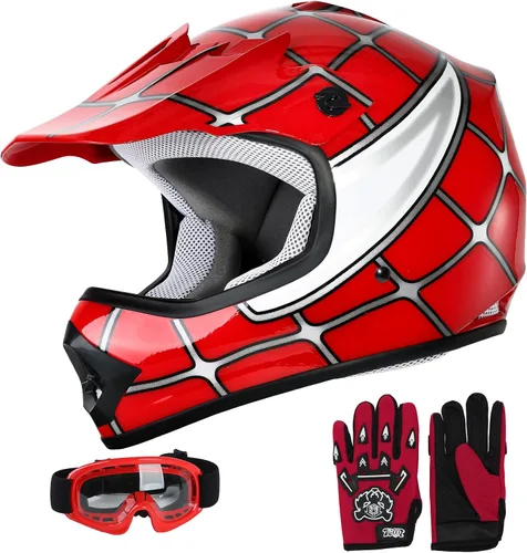 Vista 16 de SLMOTO - Casco DOT para niños y jóvenes de motocross, casco de motocicleta de calle, casco de bicicleta de tierra, motocross, ATV, casco con diseño