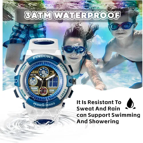 Vista 5 de PINDOWS Reloj para niños, reloj deportivo digital multifuncional para niños y niñas de 5 a 15 años, resistente al agua, deportes al aire libre