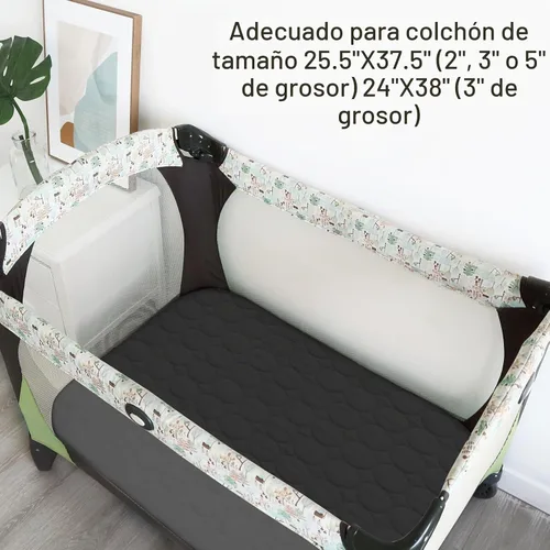Vista 4 de Pack and Play Sheets - Protector impermeable acolchado ajustable, paquete de 2 fundas de almohadilla
