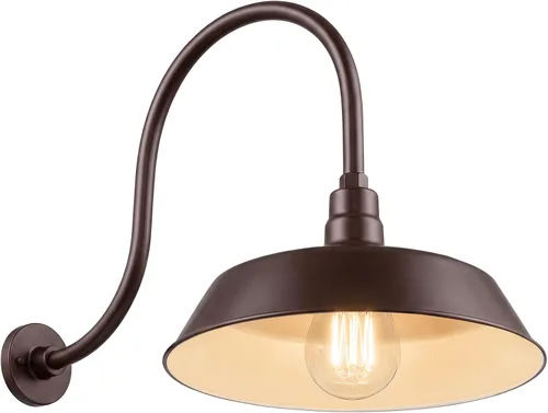 Vista 12 de 17 pulgadas. RLM Warehouse - Pantalla con brazo de cuello de cisne y bombilla Led A19 5000K de 9W Negro satinado