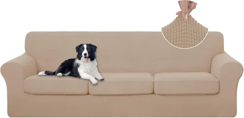 Vista 65 de U-NICE HOME Funda elástica para sofá de 3 piezas, funda de sofá lavable con cojín de asiento individual para sofá de 2 cojines, apta para mascotas