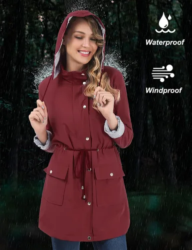 Vista 3 de BBX Lephsnt Impermeable ligero para mujer. Impermeable para actividades en exteriores.