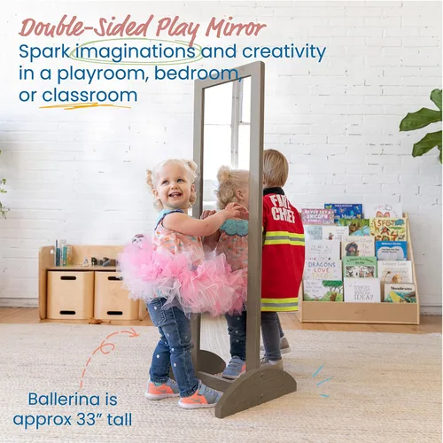 Vista 3 de ECR4Kids Espejo bidireccional de doble cara, muebles para niños, lavado gris