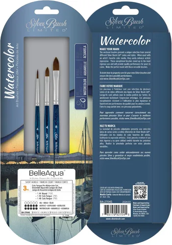 Vista 15 de Silver Brush Limited BA-2753S BelleAqua - Juego de pinceles redondos básicos para acuarela, 3 piezas, mango corto profesional, juego de pinceles