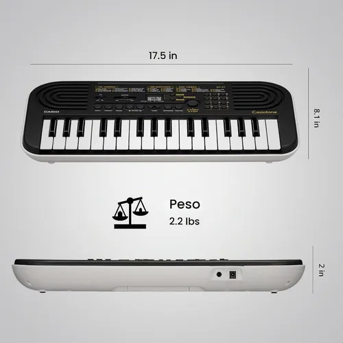 Vista 8 de Casio Casiotone SA-51 Teclado Mini de 32 Teclas - Paquete Negro con Fuente de Alimentación, Pegatinas para Teclas, Libro de Instrucciones y DVD
